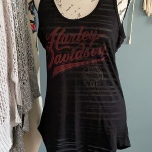 Harley-Davidson Striped Black and Maroon Tank